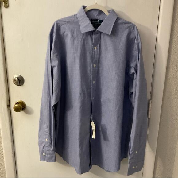 Polo Ralph Lauren Men's Regent Plaid Blue/White Button Down Shirt 18/XXL - Picture 1 of 11
